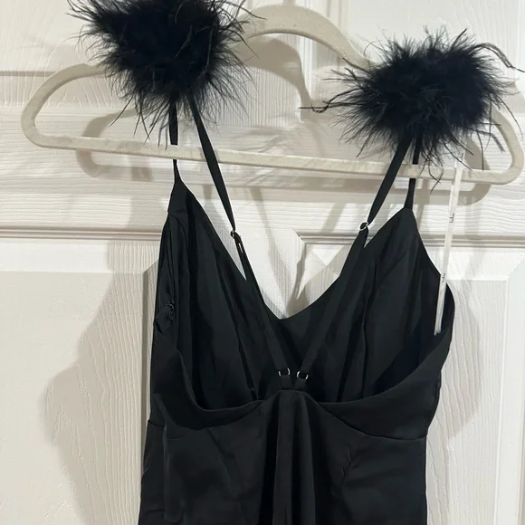 Lulu's Black Strapless Dress with Feather Accents - Picture 4 of 4